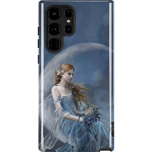 Fairy with Black Cat Sitting on Moon by Nene Thomas Galaxy Cases